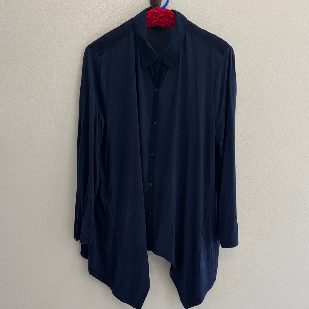 Ann Taylor Dark Blue Casual Button Down Shirt